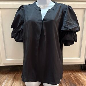 NEW Elegant Black Puff Sleeve Women's Blouse